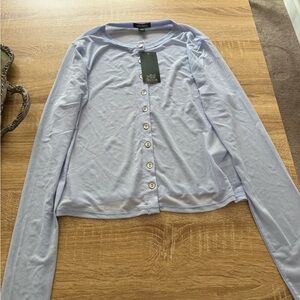 wild fable Lavender Button-Front Lightweight Long Sleeve Top